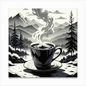 Coffee Cup In The Mountains Canvas Print