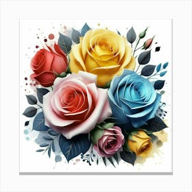 Watercolor design with beautiful roses oil painting abstract 1 Canvas Print