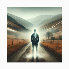 Man Standing On A Road 4 Canvas Print