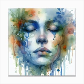 Watercolor Of A Woman'S Face 14 Canvas Print