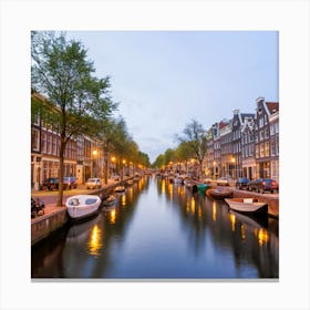 Amsterdam Canal At Dusk 8 Canvas Print