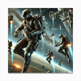 Celestial Vanguard Zero Gravity Combat Canvas Print