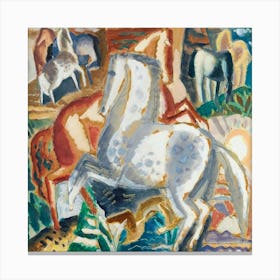 Horses In A Field Canvas Print