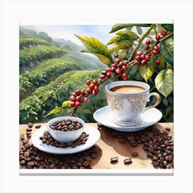 Coffee And Coffee Beans 6 Canvas Print