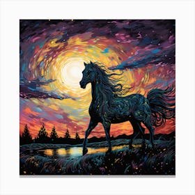 Horse At Sunset Canvas Print