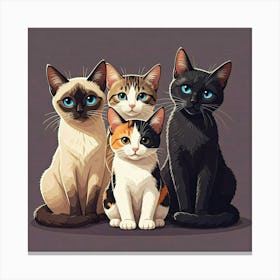 Three Cats With Blue Eyes Canvas Print