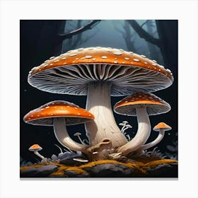 Mushrooms In The Forest 5 Canvas Print