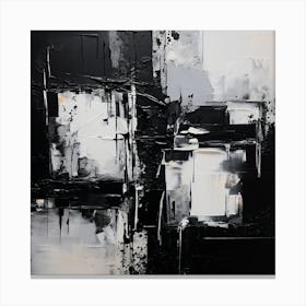 Hand Painted Abstract Black And White Canvas Print