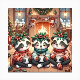 Christmas Panda Bears Canvas Print