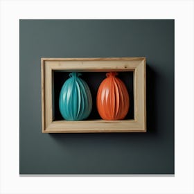 Two Vases In A Wooden Frame Canvas Print