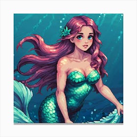 Pixel Mermaid 2 Canvas Print
