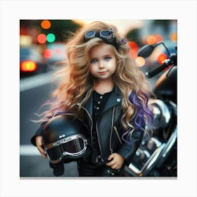 Little Biker Girl Canvas Print