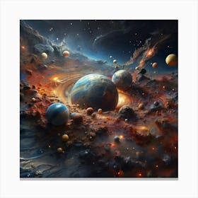 Planets In Space Canvas Print