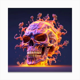 Skull In Flames Canvas Print