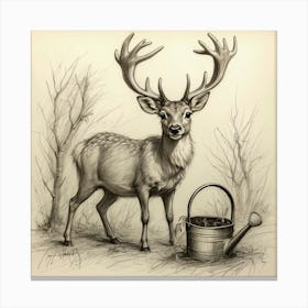 Deer Drawing 47 Canvas Print