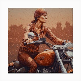 Woman Riding A Motorcycle Canvas Print