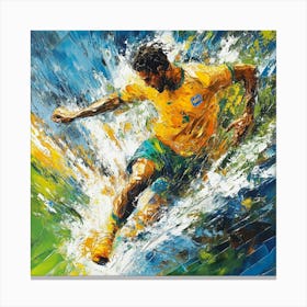 Soccer Player Splashing Water Art 1 Canvas Print