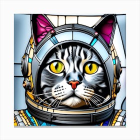 Cat, Pop Art 3D stained glass cat astronaut limited edition 9/60 Canvas Print