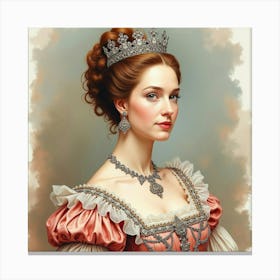 Queen Elizabeth I In Watercolor, Elaborate Lace, Royal Ambiance 1 Canvas Print