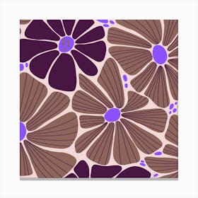 Purple Retro Floral Art Print Canvas Print