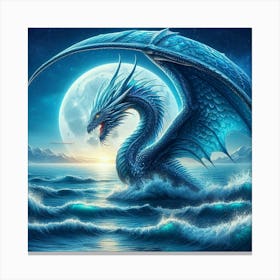 Blue Dragon In The Ocean Canvas Print