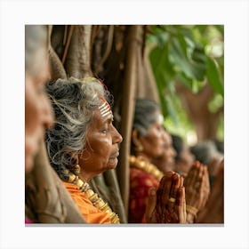 Women Praying In A Temple Canvas Print