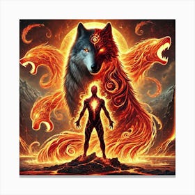 Yang Fire Wolf Symbiotic Bond Canvas Print