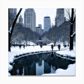 Central Park In The Snow Canvas Print