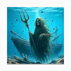 Skeleton In The Sea Canvas Print