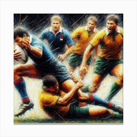 Rugby Players In Action Canvas Print