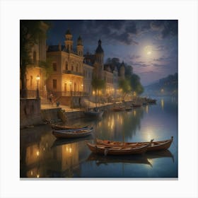 Night By The River 1 Canvas Print