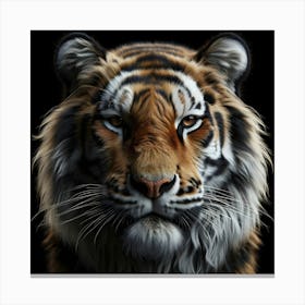 Tiger Portrait isolated on black background 4 Canvas Print