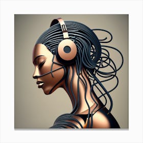 Woman With Headphones 60 Canvas Print