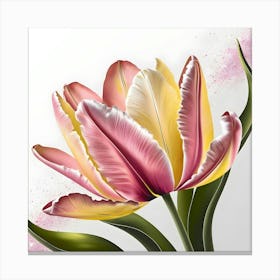 A Breathtakingly Detailed, High Contrast Stencil Painting Illustration Of A Majestic Tulip Flower In Ultra High Resolution, Featuring Delicate, Intricately Cut Paper Thin Petals 2 Canvas Print