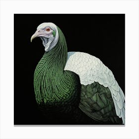 Ohara Koson Inspired Bird Painting Turkey 1 Square Canvas Print