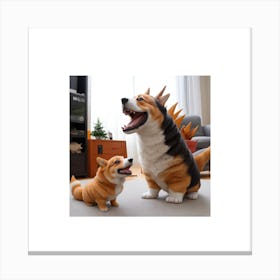 Corgi And Its Doll 5 Canvas Print