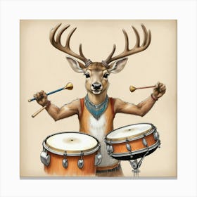 Deer Drumming 1 Canvas Print