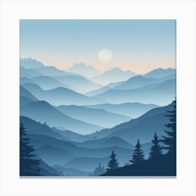 Misty mountains background in blue tone 94 Canvas Print