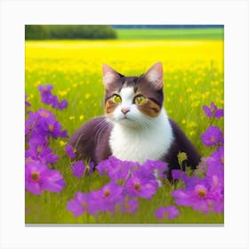 Cat In A Field Canvas Print