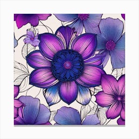 Purple Flowers Seamless Pattern Canvas Print