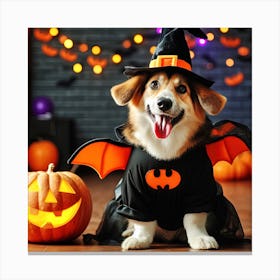 Cute Dog In A Halloween Costume Canvas Print