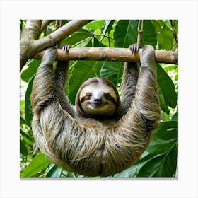 Sloth Mammal Slow Arboreal South America Rainforest Wildlife Tree Claws Sleepy Cute Lazy (1) Canvas Print