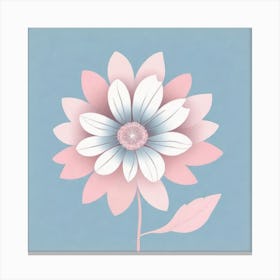 A White And Pink Flower In Minimalist Style Square Composition 725 Canvas Print