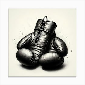 A Black And White Pencil Sketch Of A Pair Of Boxing Gloves Canvas Print