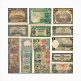 Collection Of Old Banknotes Canvas Print