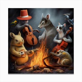 Night At The Campfire Canvas Print