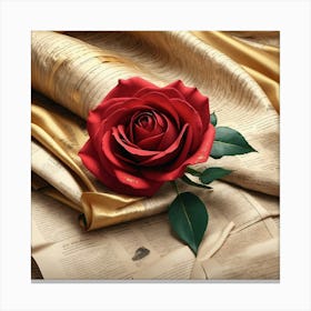 Rose On A Newspaper 3 Canvas Print