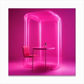 Furniture Design, Tall Table, Inflatable, Fluorescent Viva Magenta Inside, Transparent, Concept Prod (2) Canvas Print
