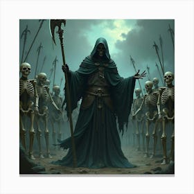 Dark Necromancer Raising An Army Of Skeletal Warriors 1 Canvas Print