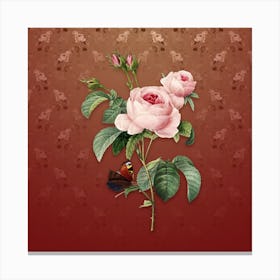 Vintage Provence Rose Botanical on Falu Red Pattern n.0386 Canvas Print